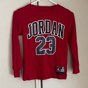 Jordan Shirt Youth Boys S Red Nike Long Sleeve Air Jumpman Flight 23 Basketball